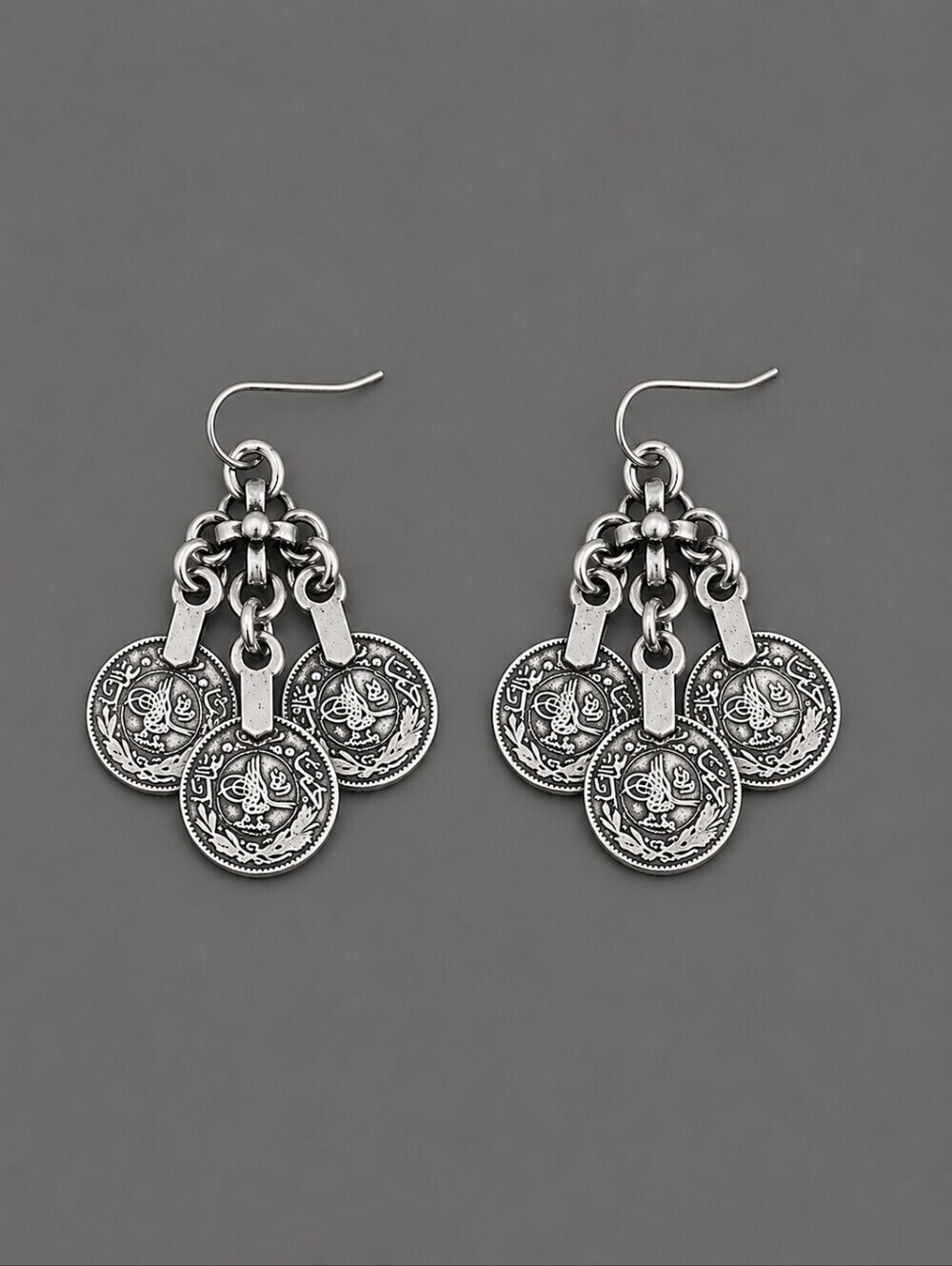 VTG Turkish Coin Gasparilla Castlecore Festival Gypsy Dangle Hook Earrings